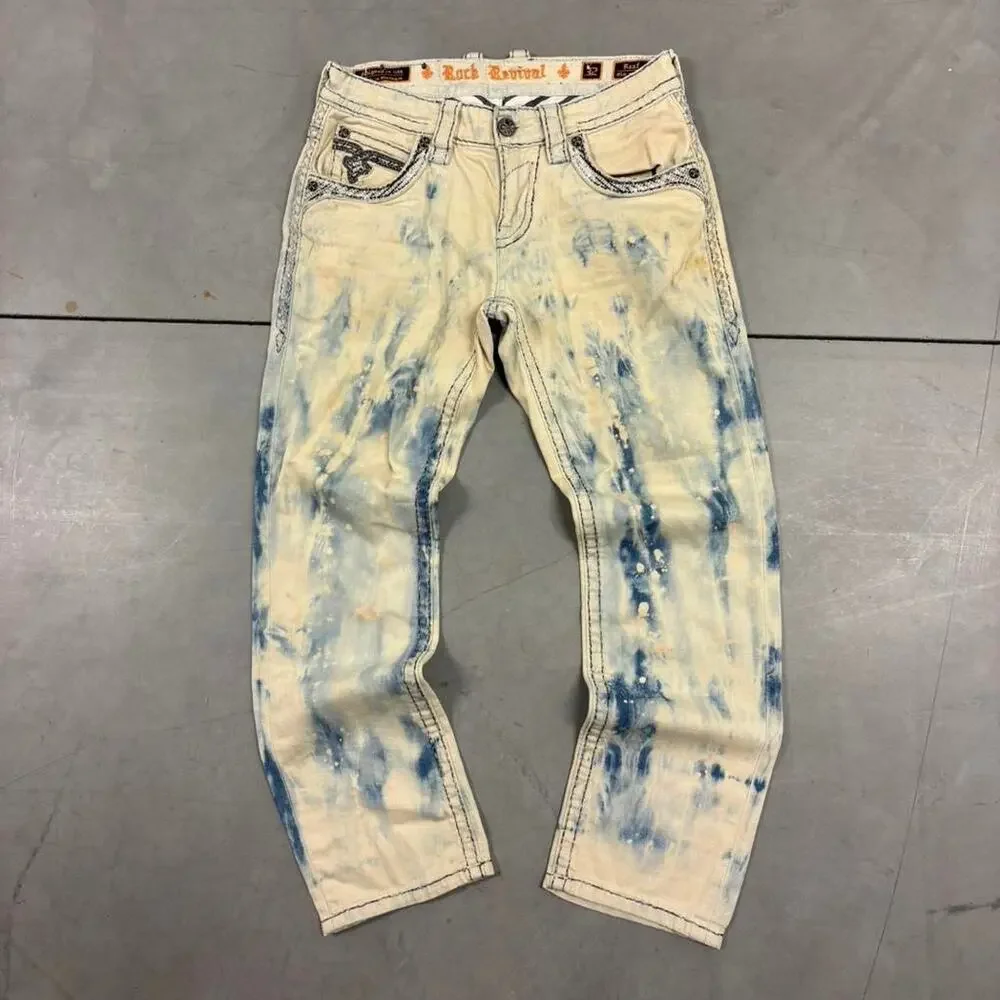 beautiful y2k rock revival slim straight jeans
